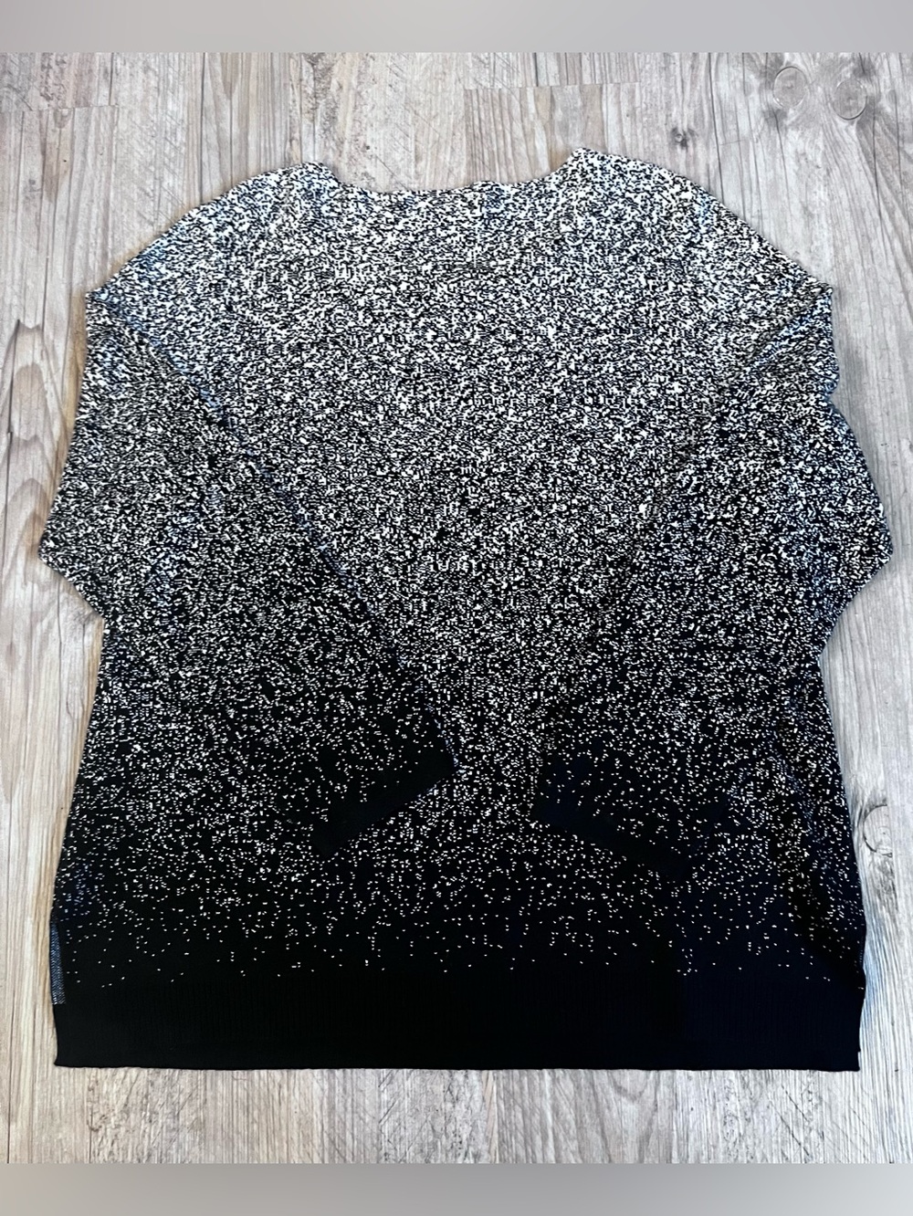 Chicos Zenergy Luxe Cashmere Blend Sweater Womens 3 XL Black White Ombre Knit - Picture 8 of 11